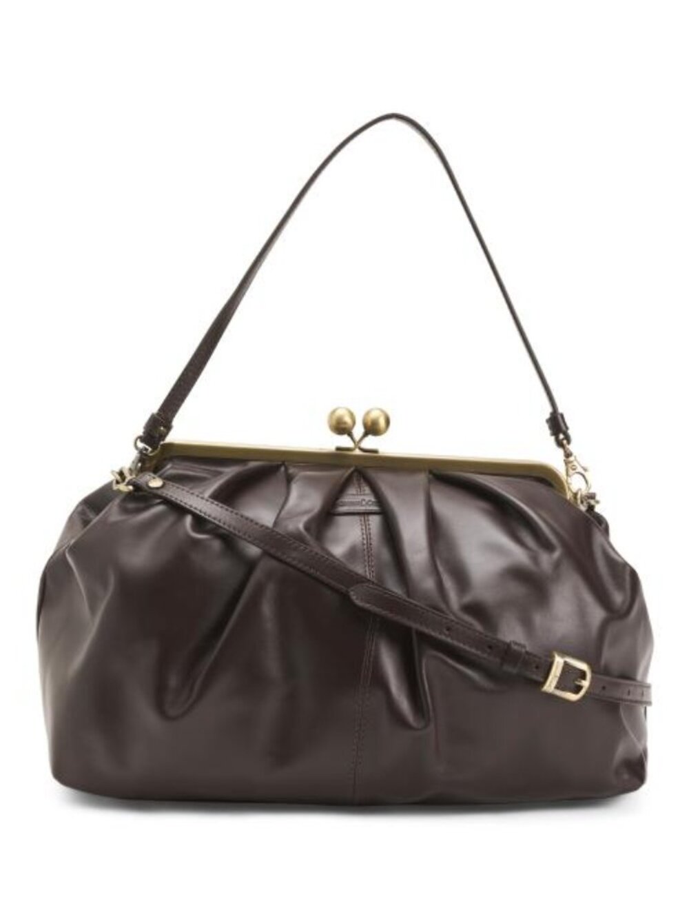GIANNI CONTI Leather Oversized Frame Clutch